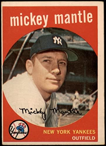 1959 Topps Card de beisebol regular10 Mickey Mantle do New York Yankees Grade Good