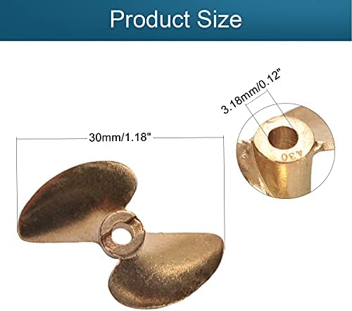 Heyiarbeit RC Boat Hélice 2 Blades Hole Hole de 3,18 mm de diâmetro de 30 mm CW para RC Boat Boat Boat Gold