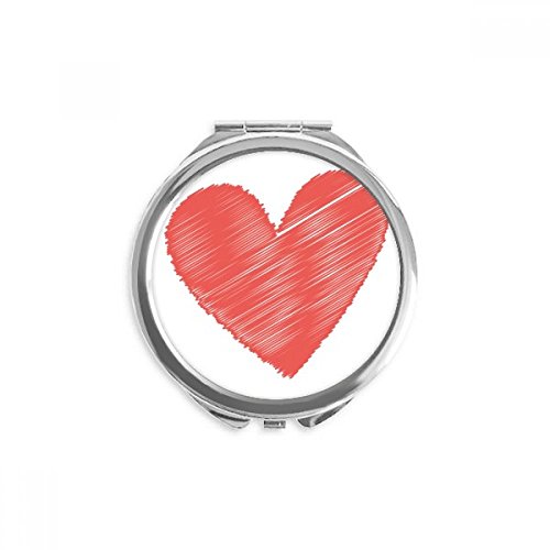 Dia dos namorados em forma de coração em forma de coração vermelho espelho de bolso portátil redondo