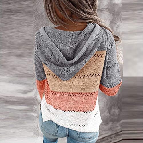 Mulheres listradas blocos de cor de malha suéter plus size manga longa oca casual moletons leves com moletons de pulôver