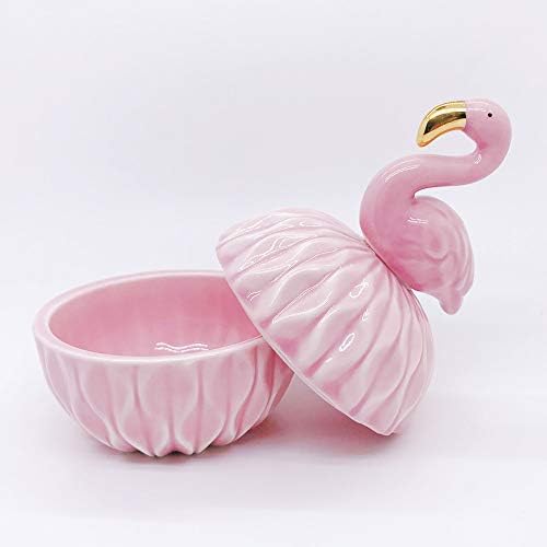 Phiminnex Gishima Cerâmica Flamingo Caixa de Trieletas para Armazenamento de Jóias, Caixa de Jóias, Torre de Trinkets, Candy