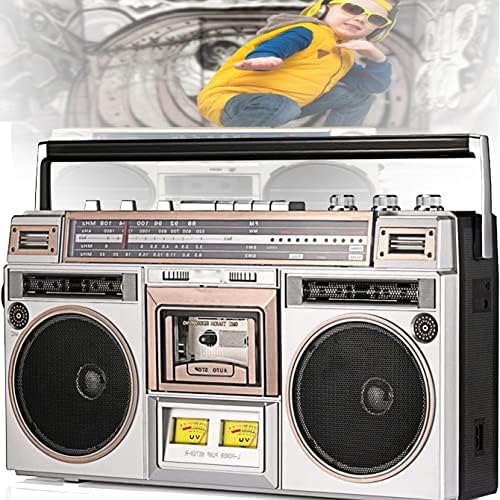 RETRO RETRO CASTETE, alto-falante estéreo embutido Boombox com cassete, rádio, USB, SD e Bluetooth para combinar rapidamente vários dispositivos