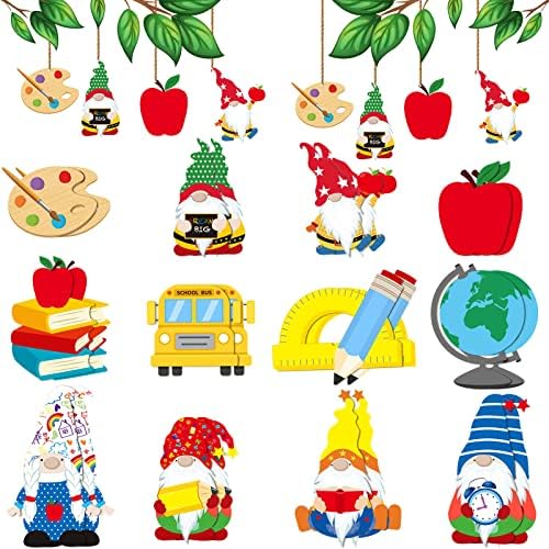 24 PCs de volta às aulas Ornamentos de madeira Decorações de bandeira pendurada Primeiro dia da sala de aula da escola