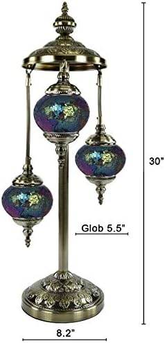 Lâmpadas marroquinas de prata, lâmpadas turcas em mosaico colorido lanternas de vidro artesanais 30 de altura e 12 lâmpadas fechadas