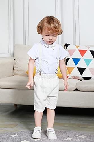 A&J Design Baby Boys Roupfits, 4pcs Camisa de terno Gentleman & Shorts & Vest & Hat