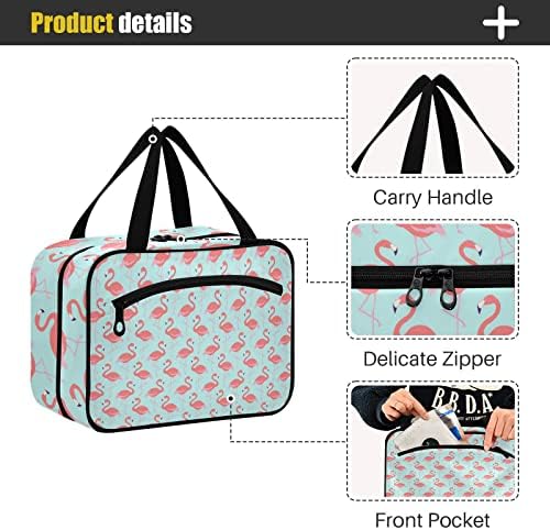 Fuluhuapin Red Flamingo Pattern Saco de higiene pessoal para mulheres, bolsa cosmética de maquiagem resistente à água com gancho