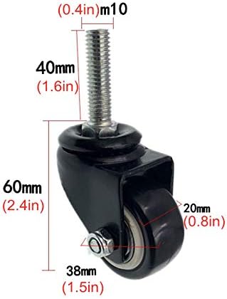 Omoons Caster, Stamers Gliveres, Poliuretaneor Workbench Shelfniture, Moveadores, altura da haste rosqueada, carga/Universal/M10
