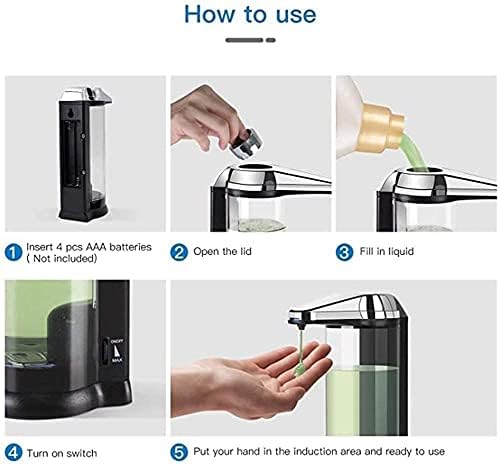 MXJCC Dispensador automático de sabão sem toque, dispensador de sabão para banheiro, cozinha, equipado com sensor de movimento infravermelho adequado para sabão de mão, sabão de prato, desinfetante
