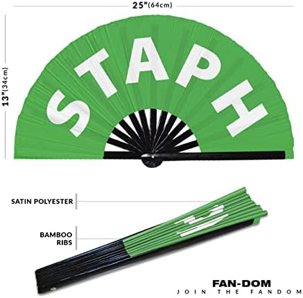 Staph Hand Fan Bambu dobrável Circuito Ventilador de mão Fen engraçado GAG SANG PALAVRAS EXPRESSÕES DECLOMENTE PRESENTE ACESSÓRIOS