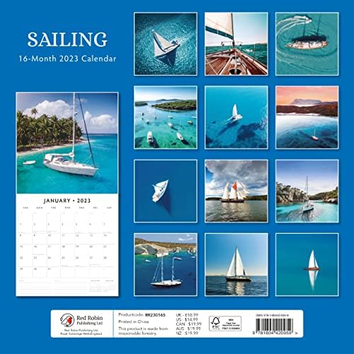 2023 Sailing Monthly Wall Calendário por calendários Red Robin 12 x 12