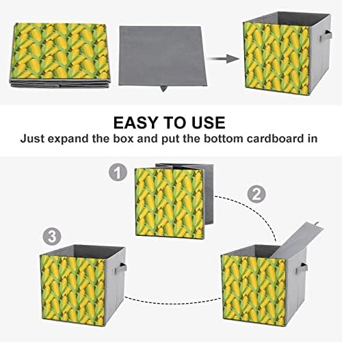 Caixas de armazenamento dobráveis ​​de padrão de milho amarelo Caixas organizadoras de cubos de armazenamento dobráveis ​​com