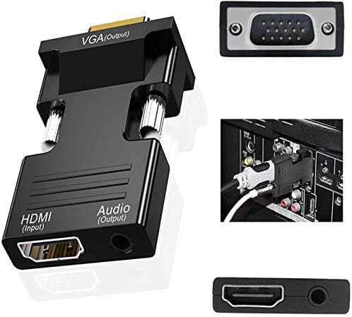 Adaptador HDMI para VGA, HDMI para VGA Audio Output Cable Conjunto de computadores de computadores Adaptador de conector de caixa