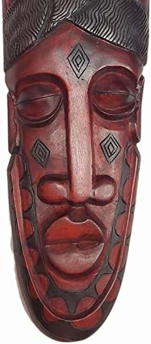 A boutique Raffia autêntica africana esculpida à mão Jacaranda Wood Ujamaa Makonde Máscara