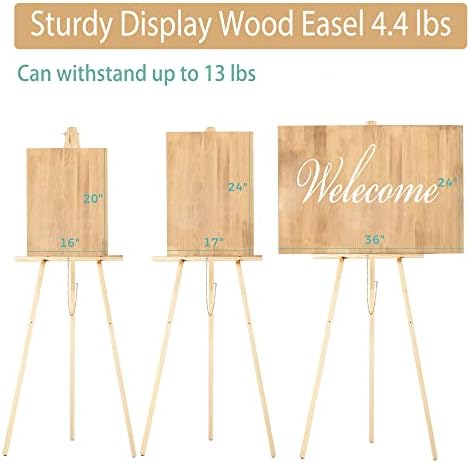 Stand para cavalete de madeira para exibir sinal de casamento e pôster - Jnzyb Wood 62 Holder de cavalete de altura - grande tripé de