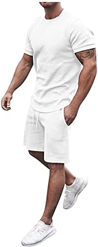 Camiseta e shorts de verão masculino Men Solid Color Tracksuit 2 peças esportes fitness camisetas secas rápidas plus size