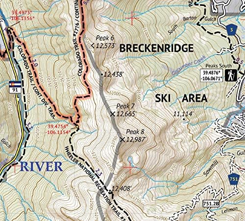 Faixa de mosquito/tenmile - mapa de caminhada topográfica do Colorado