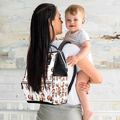 Indomer Sock Monkeys Bolsa de fraldas Bolsas de mamãe Backpack Backpack grande capacidade para cuidados com o bebê