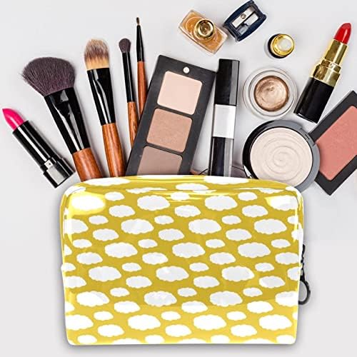 Bolsa de maquiagem tbouobt bolsa de bolsa cosmética bolsa bolsa com zíper, cartoon amarelo nuvem branca