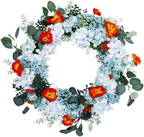 Zhyh simulou Yu Beauty Hydrangea Wreath Wreath Home Pátio Pátio pendurado na cor da coroa Decoração de portas de casamento