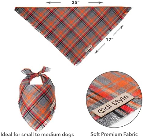 Bandana de cães de outono do estilo Odi - acessórios para cães para cães grandes, bandana xadrez xadrez, lenço, lenço, presente