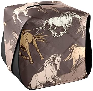 Caixa de lenços de lã de cavalos de cavalos lindos Caixa de lenço de tecido retangular Caixa de lenço de papel com alça Distribuidor