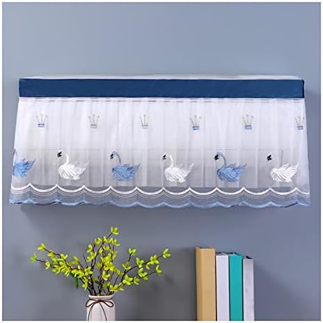Lkxharleya Cartoon cisne cisne tampa de parede de renda Tampa de ar condicionado Condicionador de ar condicionado Tampa de poeira cobertura de proteção AC, azul, ajuste para 1-1.5p