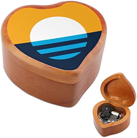 A bandeira do povo de Milwaukee Vintage Wooden Clockwork Box Musical Box em forma de coração Caixa de música Gifts for