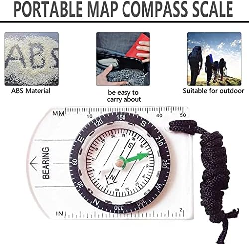 N/A Transparente Plástico Compass Proporcional Pegada Viagem ao ar livre Ferramentas de bússola de caminhada ao ar livre