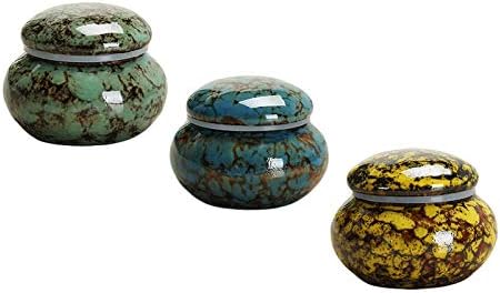 RAHYMA WEIPING - Pequena cerâmica de lembrança urna mini cremação de cerâmica urna para cinzas mini caixas mini compartilhamento de