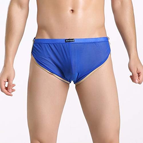 Pequenas cuecas masculinas de malha sexy unspant más suaves respiráveis ​​esportes de roupas íntimas de roupas íntimas masculinas Blue Blue Blue