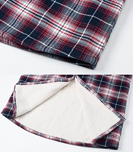 Eklentsson Men's Winter grossa lã de lã forrada de flanela xadrez de camisa de camisa de camisa casual para baixo 3 bolsos sherpa