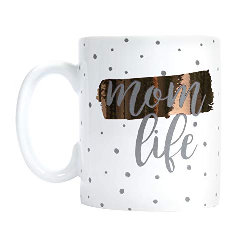 Little Pear Mom Life Caneca, Acessório de lembrança do Dia das Mães para Novas Mães e Esperando Mães, Polca Dot Coffee