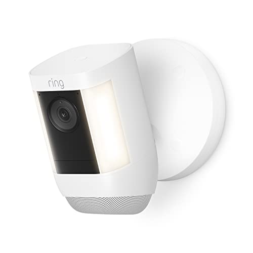 Anel Spotlight Cam Pro, com fio | Detecção de movimento 3D, conversa de mão dupla com áudio+e wifi de banda dupla-branca