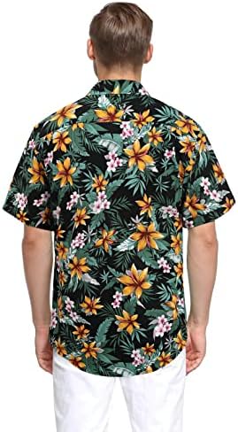Camisas havaianas masculinas Camisa Aloha de manga curta para homens Button casual Down Down Tropical Hawaii Floral Shirt Summer