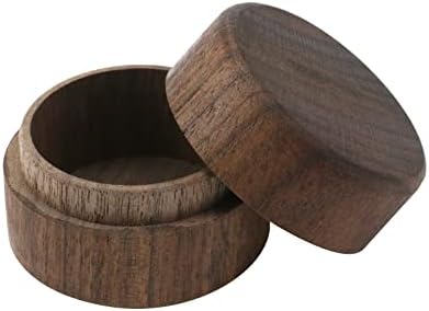 Tighall 4pcs Caixa de anel de madeira Mini Caixa de madeira redonda anel de casamento de jóias não pintadas caixa de bugigangas
