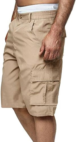 Ozmmyan shorts de carga masculina casual bolso de bolso externo de algodão shorts shorts sólidos ripstop relaxado para caminhada