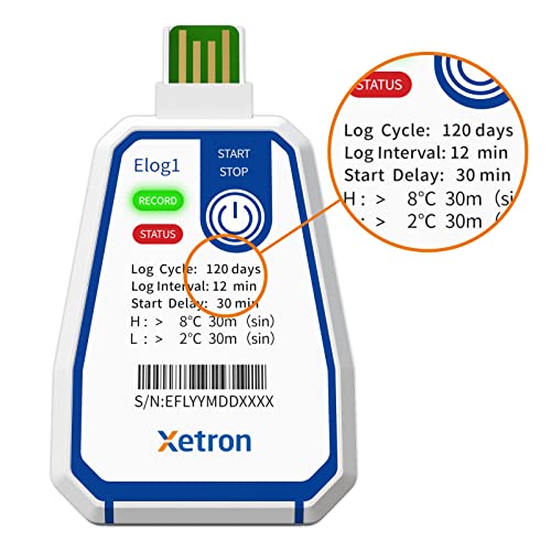 Xetron Uso único Dados de temperatura Logger 150 dias, gravador de temperatura USB, Termômetro de registro de dados