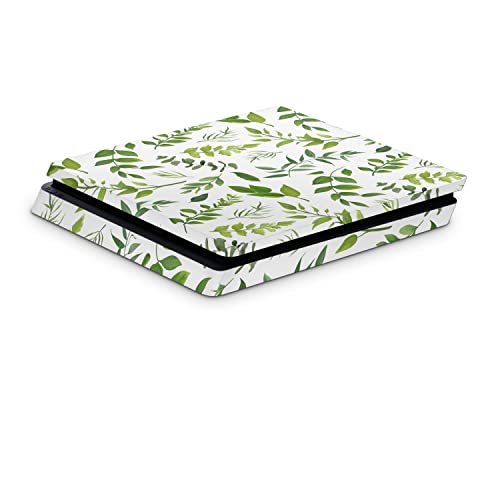 Zoomhitskins PS4 Slim Skin, compatível para PlayStation 4 Slim e plantas folhas brancas Botânica de jardim vintage verde, 1 PS4 Slim Console Skin, Durável e Fit, Fácil de Instalar, Vinil 3M, fabricado nos EUA