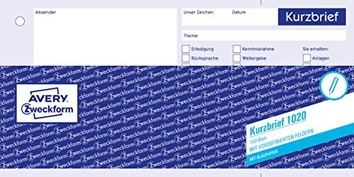 Avery Zweckform 1020 Kurzbrief A4 Punched - 100 Sheets - White MIT Blapapapier, 1er Pack
