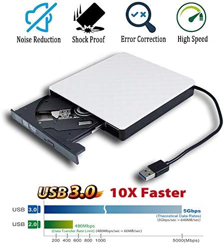 Pop-up portátil USB 3.0 DVD Externo CD Player Drive óptica para laptop para jogos, camada dupla 8x DVD+-RW DL DVD-RAM Burner