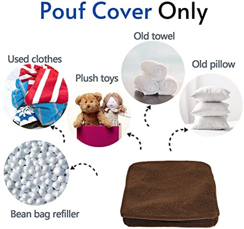 capa otomana de pouf nãoffed de idee, saco de feijão de pouf otomano capas para pistas de armazenamento de piso do quarto de sala,