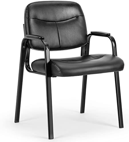 Cadeira de recepção de convidado Olixis - cadeira da sala de espera com apoio de braço acolchoado de couro PU fixo, cadeiras de clínica
