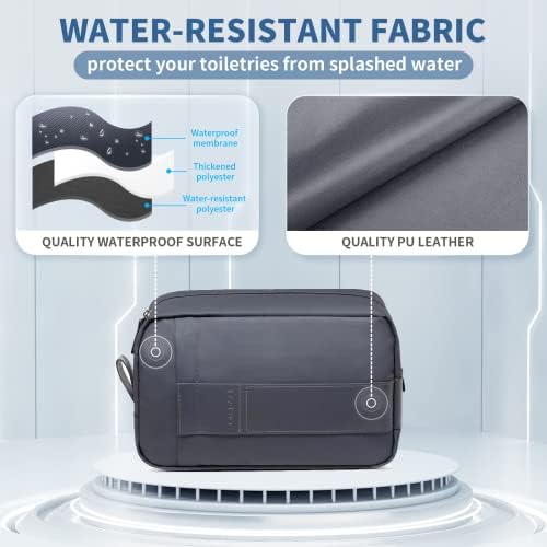 Bolsa de higiene pessoal Vorspack para homens - kit de dopp resistente à água Bolsa de viagem grande para acessórios de viagem Bolsa de produtos de higiene pessoal - cinza