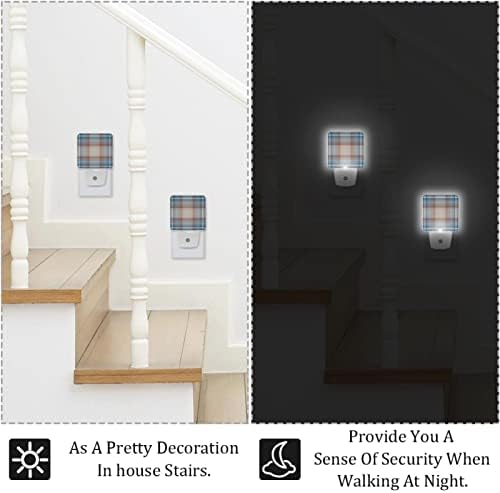 Rodailycay sensor de luz leve grade colorida, 2 pacotes de luzes noturnas se conectam na parede, luz noturna de LED branco quente para viveiro, quarto, banheiro, corredor, quarto infantil, escadas