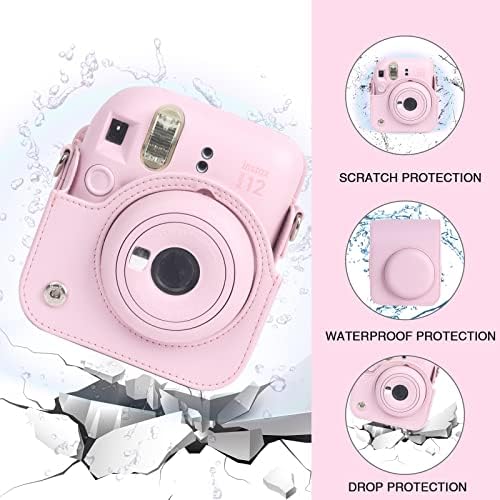 Caso de proteção Wogozan para Fujifilm Instax Mini 12 Câmera instantânea - Capa de bolsa de couro premium com mini álbum de