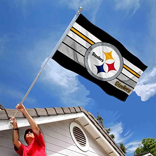 Pittsburgh Steelers Retro Stripes Grande bandeira 3x5