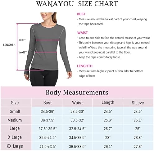 Wanayou feminino 2-3 camisa de compressão de pacote seco de manga longa de manga longa, pinça de camiseta atlética Tops