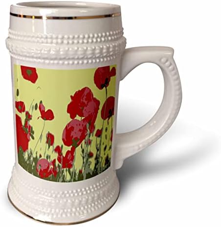 3drose Artistic Red Flowers of Recollection Vector - 22oz de caneca de Stein