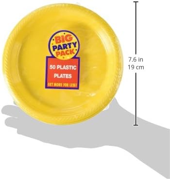Placas plásticas da Big Pack AMSCAN | 7 | Sunshine Yellow | pacote de 50 | abastecimento de festas