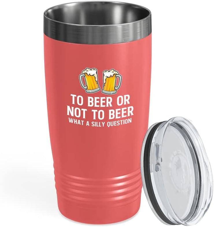 Flairy Land Beer LoverCoral EditionTumbler 20oz - Para cerveja ou não - Brewers Home Brewers Beer and Wine Bartender Alcohol
